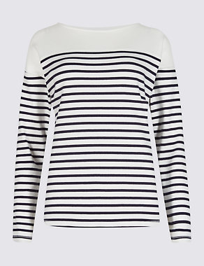 Cotton Rich Striped Long Sleeve Sweat Image 2 of 4