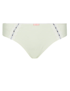 Cotton Rich Striped Low Rise Brazilian Knickers Image 2 of 3