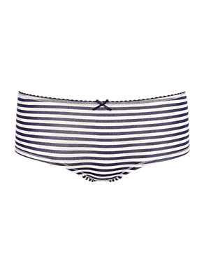 Cotton Rich Striped Low Rise Shorts Image 2 of 3