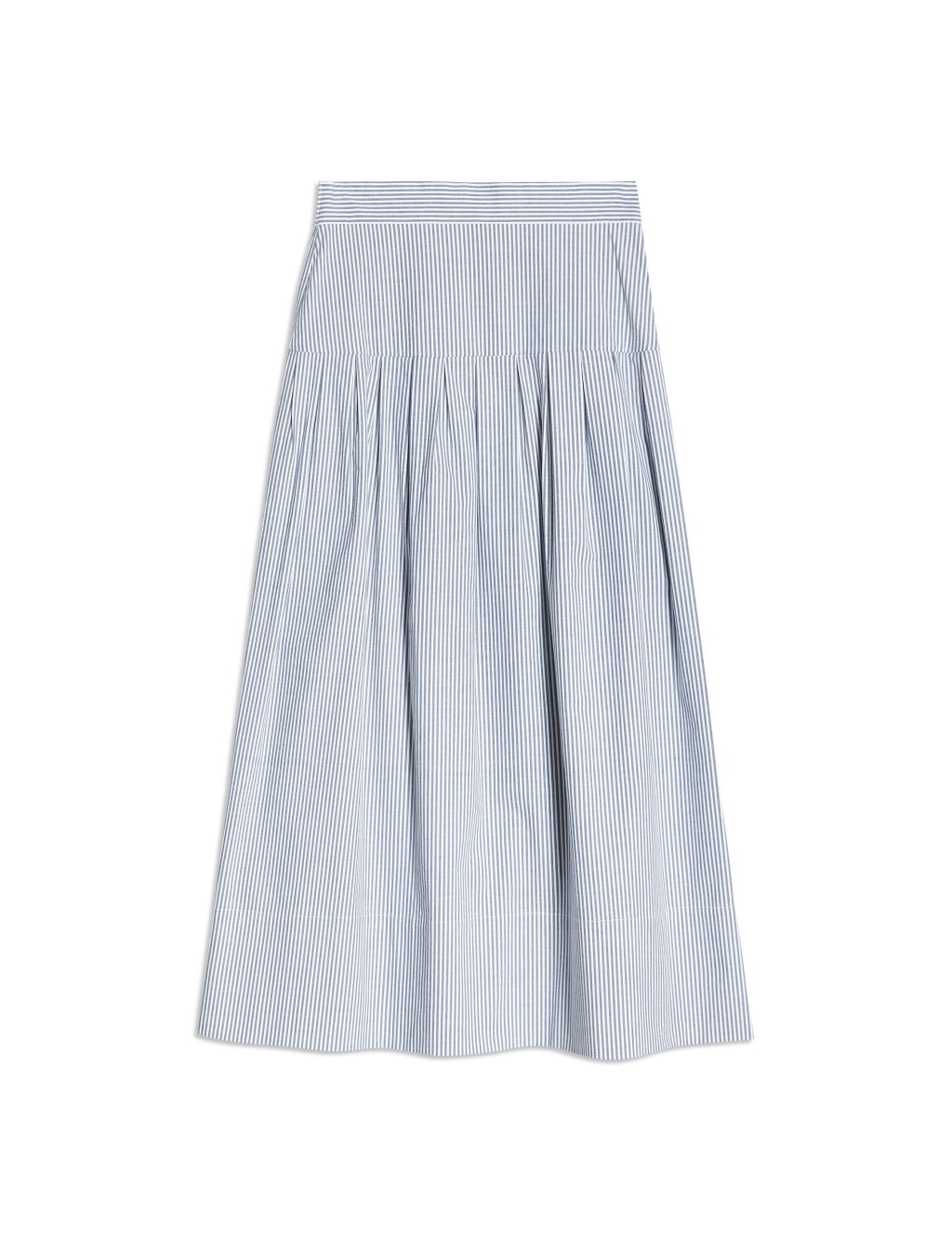 Cotton Rich Striped Midaxi Skirt 1 of 5