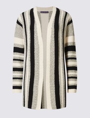 Cotton Rich Striped Open Front Cardigan Image 2 of 4