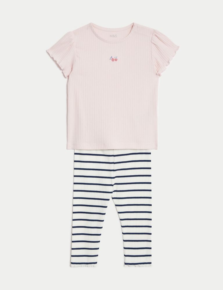 Cotton Rich Striped Outfit (0-3 Yrs) 2 of 8