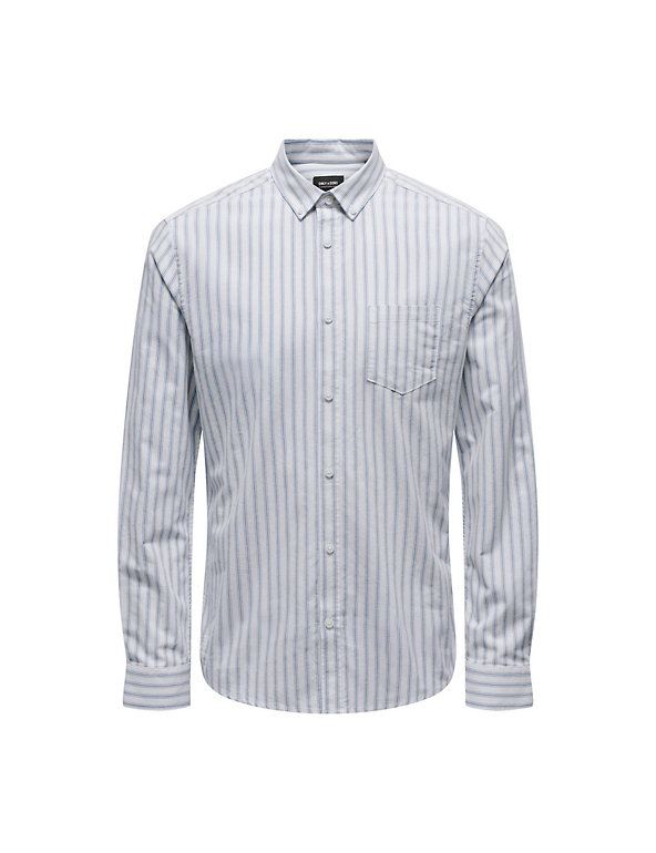 Cotton Rich Striped Oxford Shirt Image 1 of 2