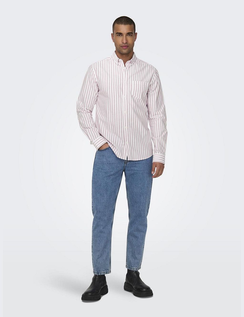 Cotton Rich Striped Oxford Shirt 2 of 7