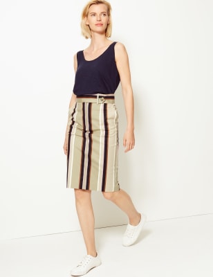 Khaki striped 2025 pencil skirt