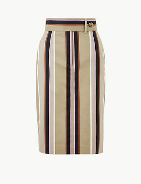 Cotton Rich Striped Pencil Skirt Image 2 of 4