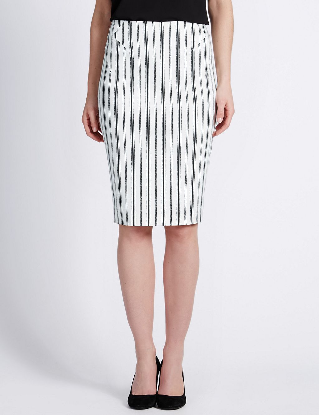 Cotton Rich Striped Pencil Skirt 3 of 3