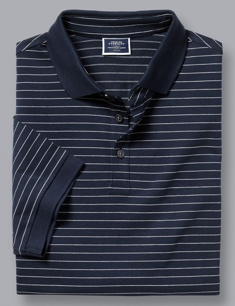 Cotton Rich Striped Pique Polo Shirt 2 of 4
