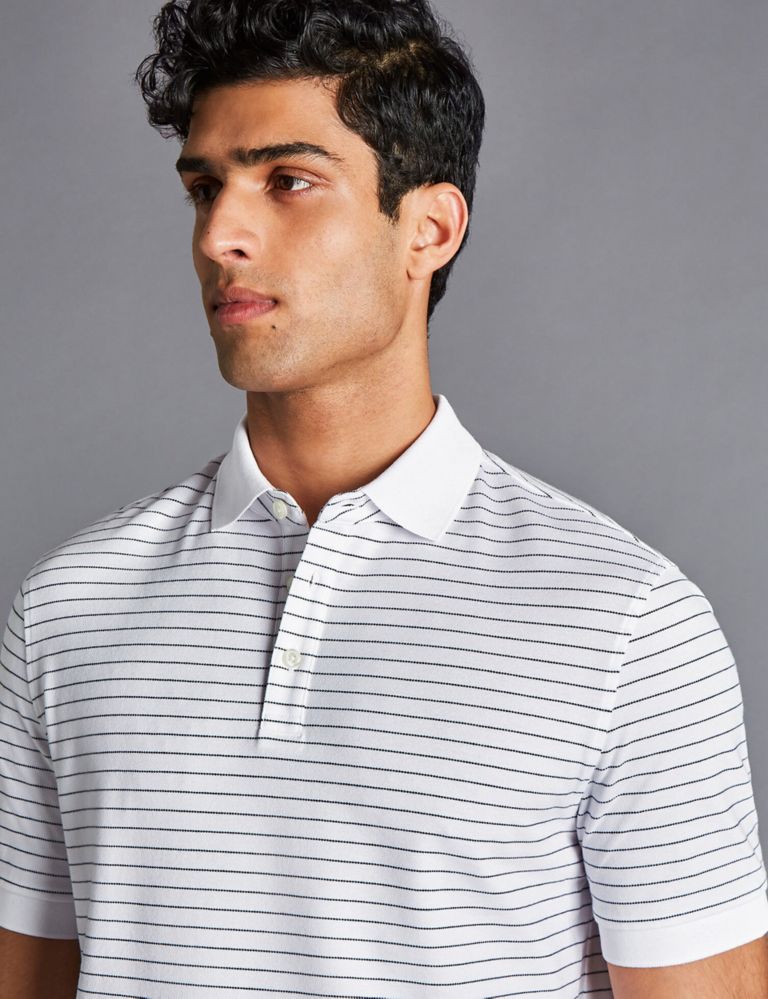Cotton Rich Striped Pique Polo Shirt 3 of 6