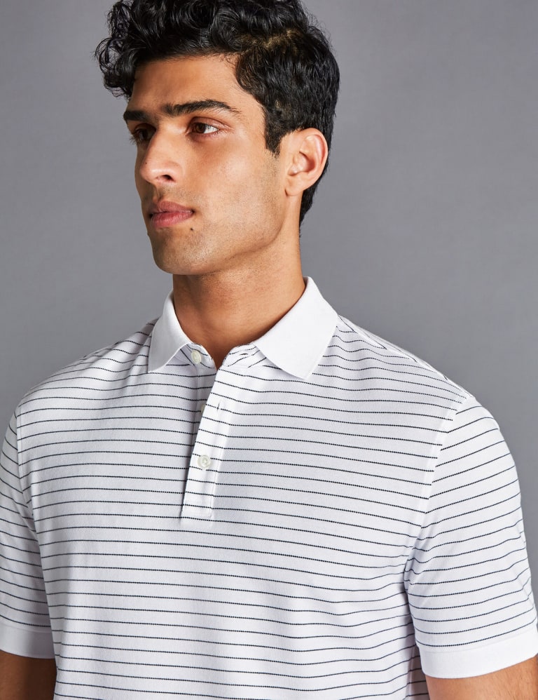 Striped pique polo online