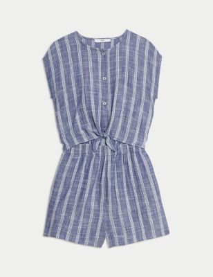 Cotton Rich Striped Playsuit (6-16 Yrs) Image 2 of 4