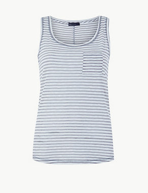 Cotton Rich Striped Relaxed Fit Vest Top Image 2 of 4