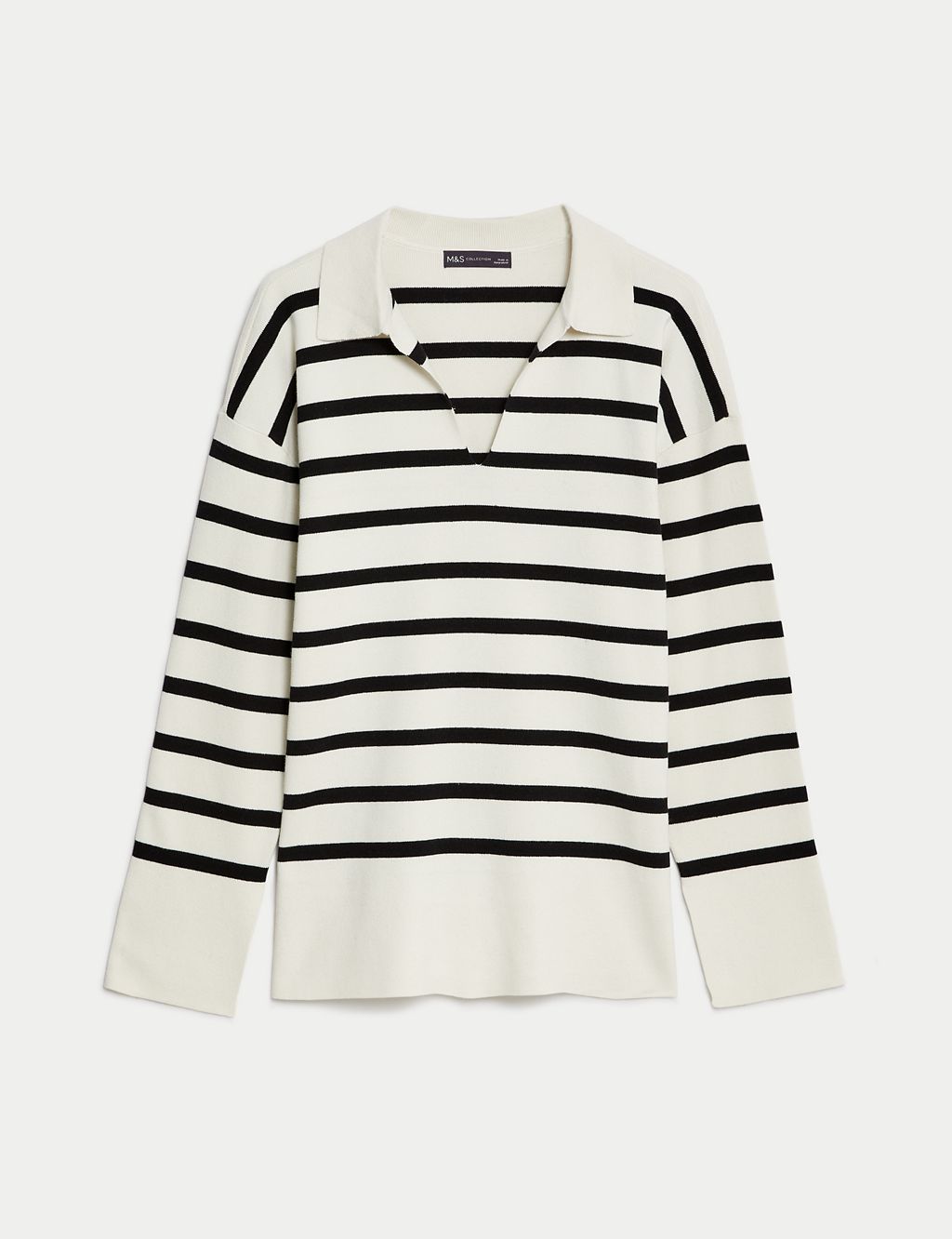 Cotton Rich Striped Relaxed Longline Jumper | M&S Collection | M&S
