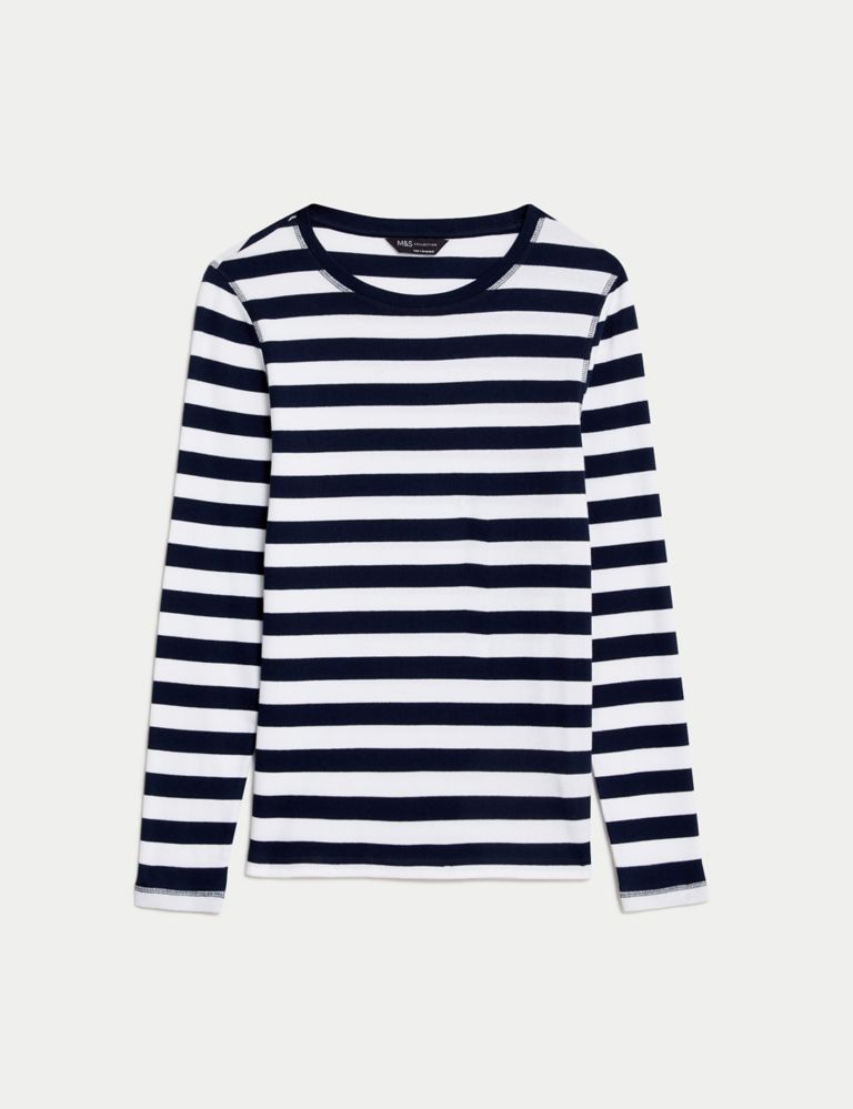 Cotton Rich Striped Ribbed Top 2 of 5