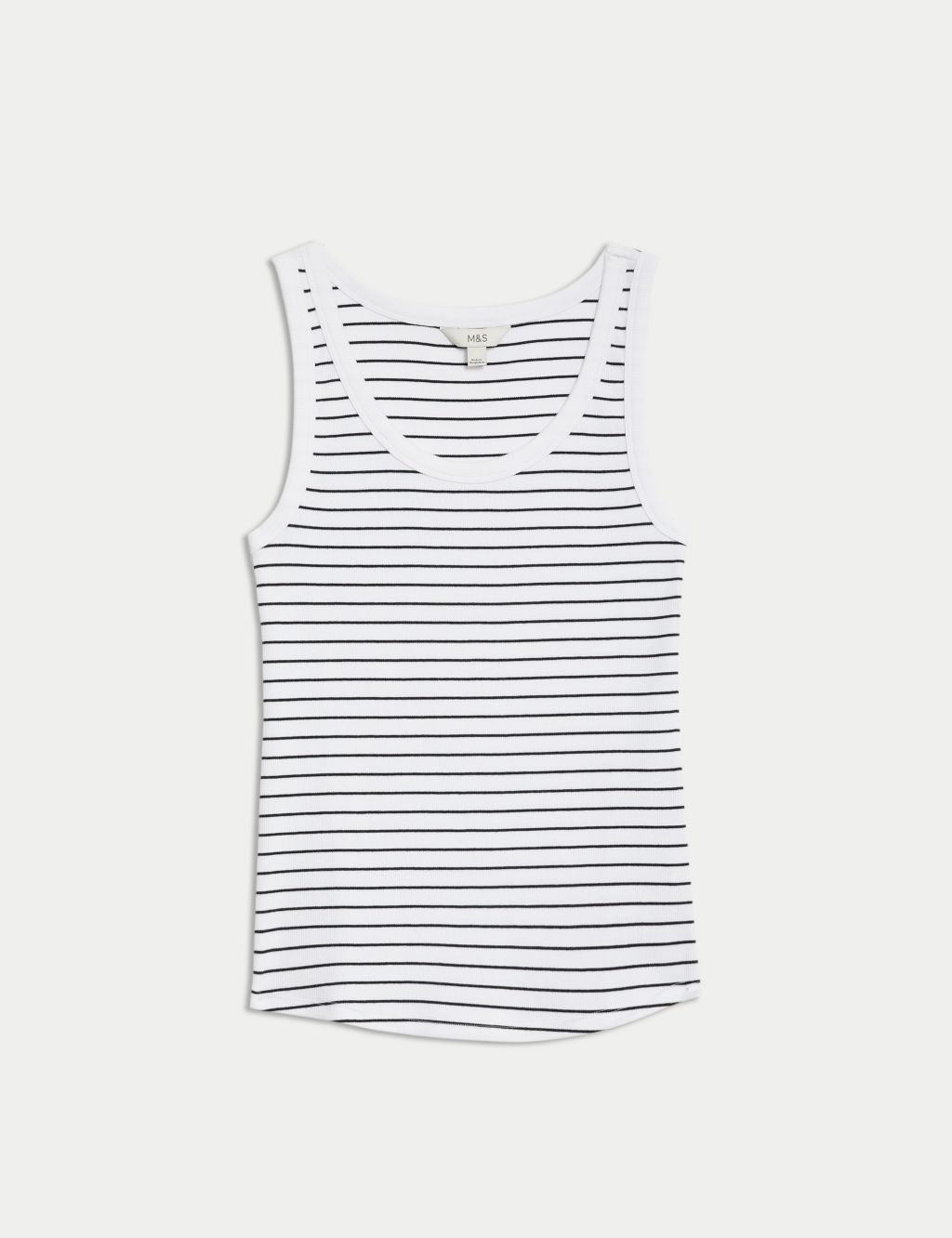 Cotton Rich Striped Ribbed Vest 1 of 5