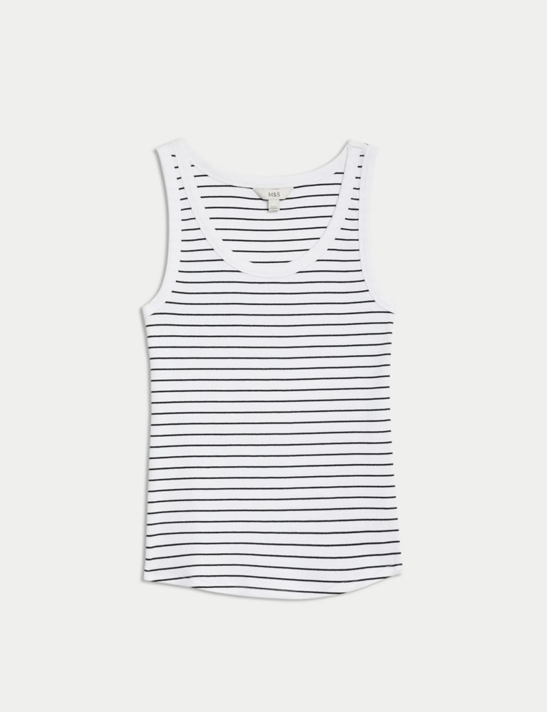 Cotton Rich Striped Ribbed Vest 2 of 5