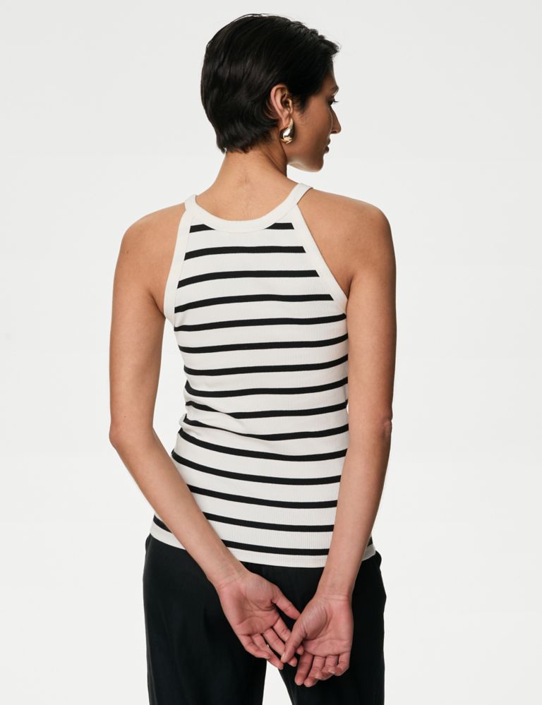 Cotton Rich Striped Ribbed Vest 5 of 5