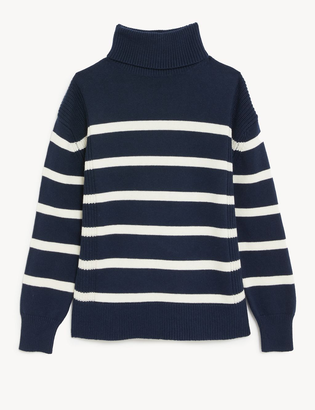 Cotton Rich Striped Roll Neck Jumper 2 of 6
