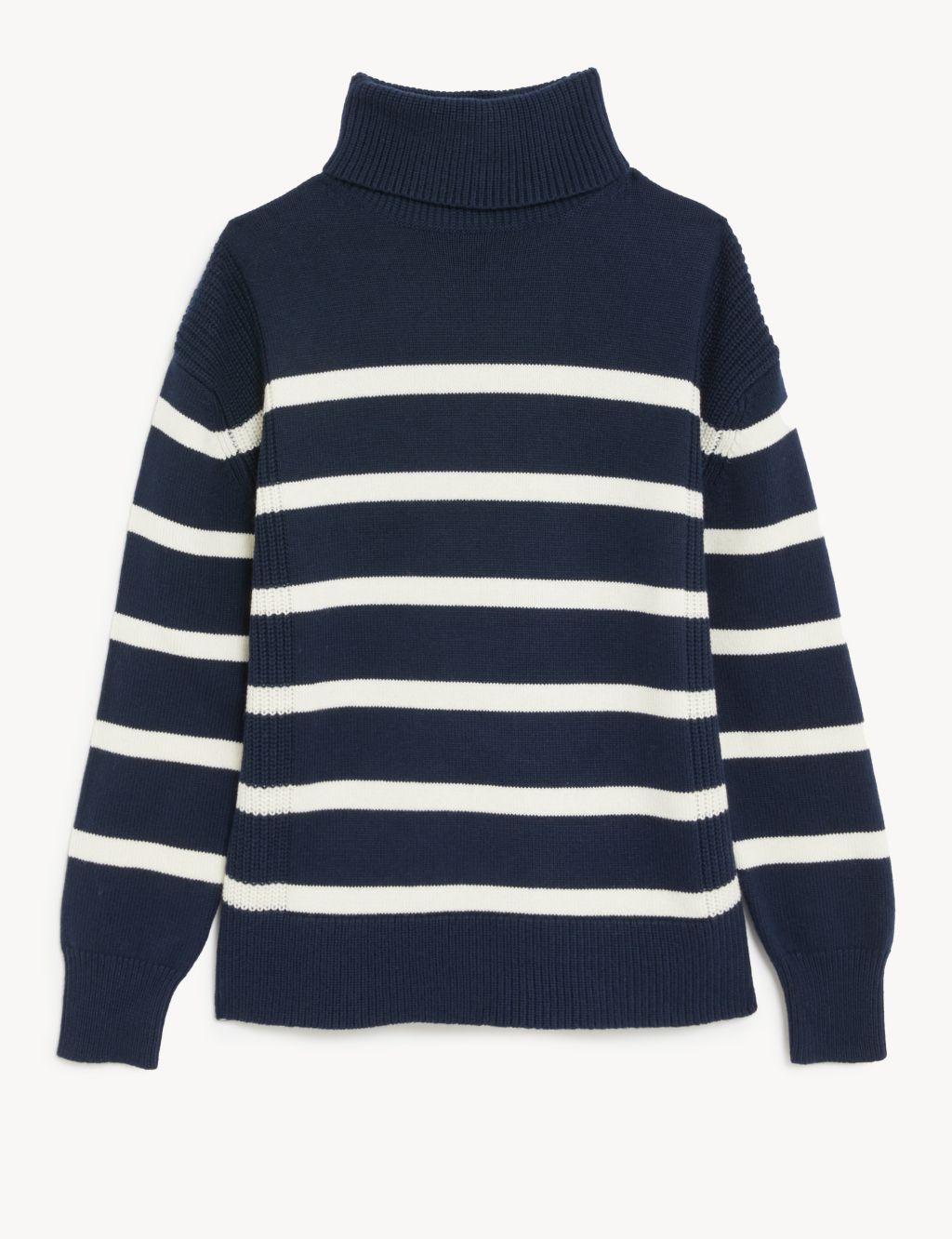 Cotton Rich Striped Roll Neck Jumper | M&S Collection | M&S