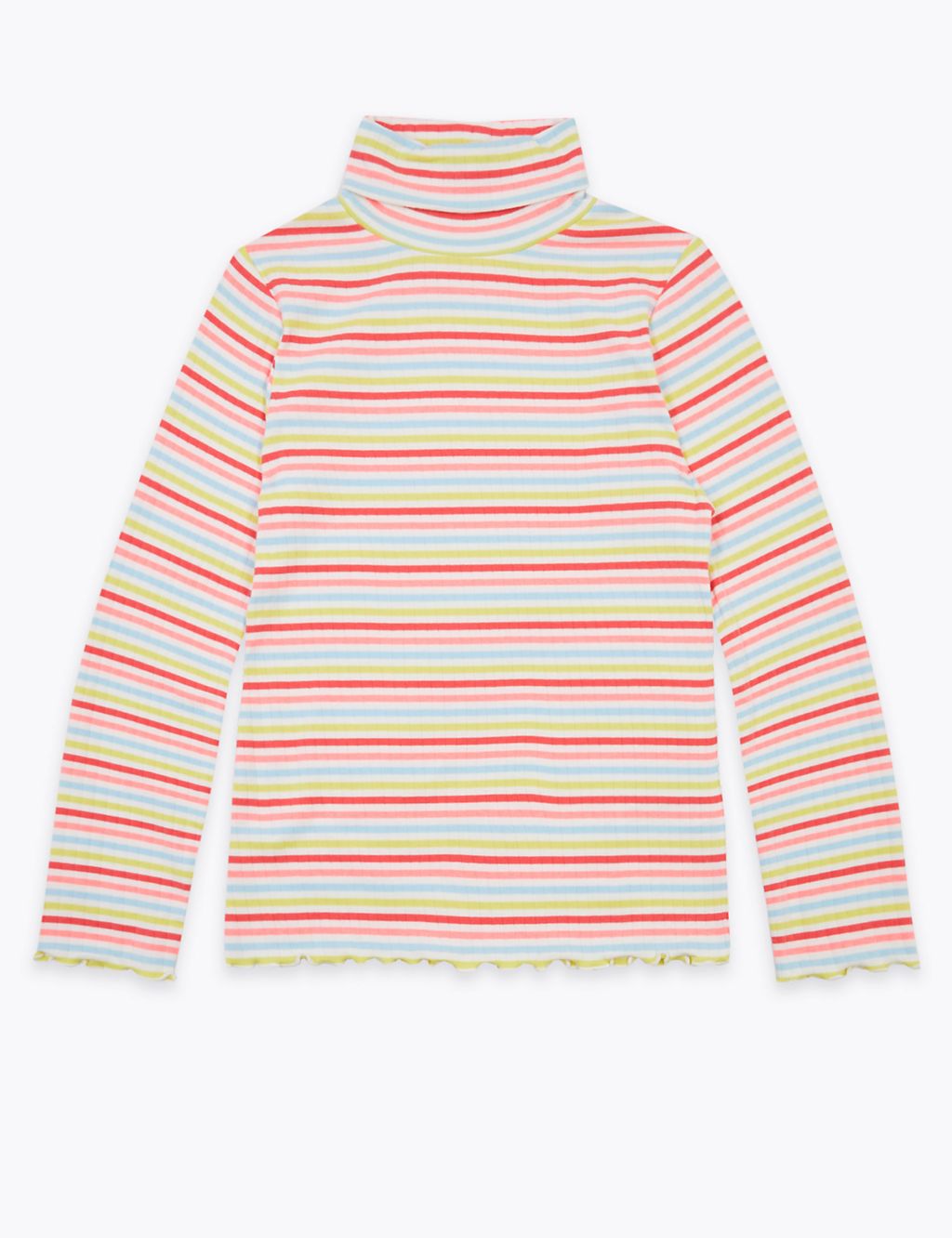 Cotton Rich Striped Roll Neck Top (6-16 Years) 1 of 4