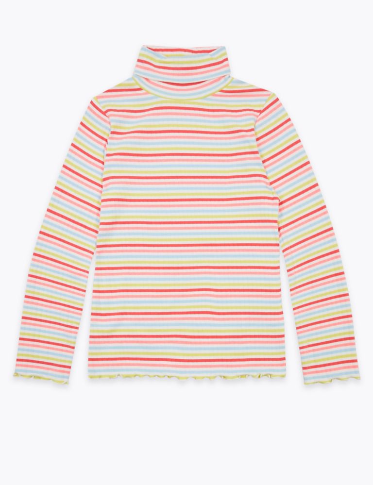 Cotton Rich Striped Roll Neck Top (6-16 Years) 2 of 4