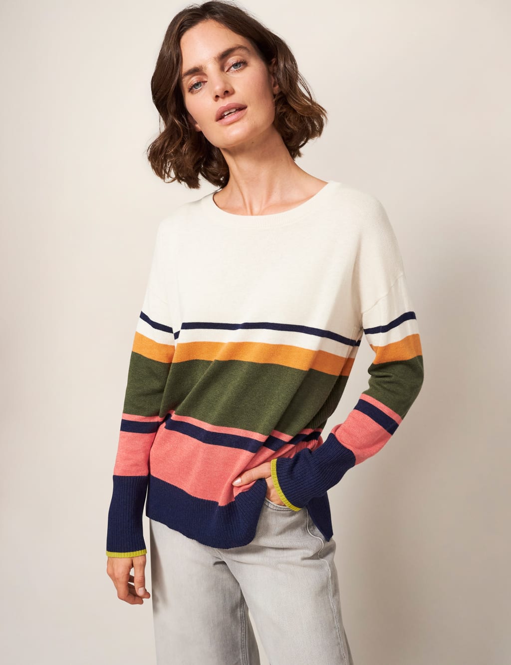 Cotton Rich Striped Round Neck Jumper | White Stuff | M&S