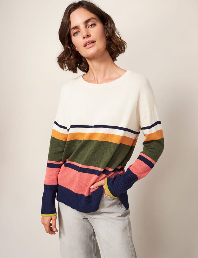 Cotton Rich Striped Round Neck Jumper 1 of 5