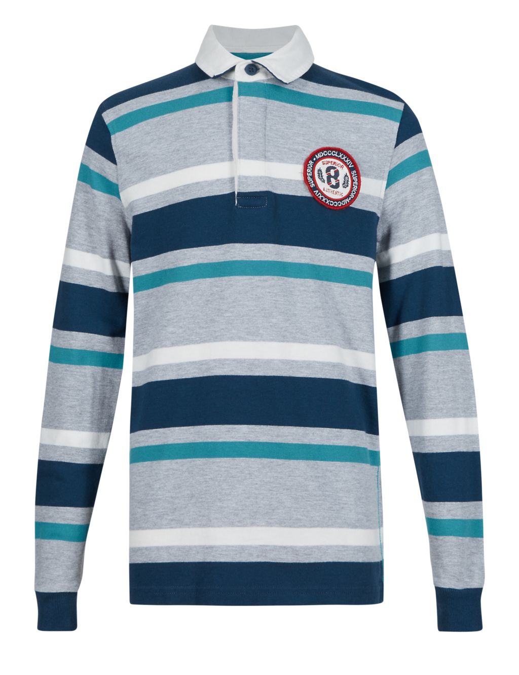 Cotton Rich Striped Rugby Top (5-14 Years) 5 of 6