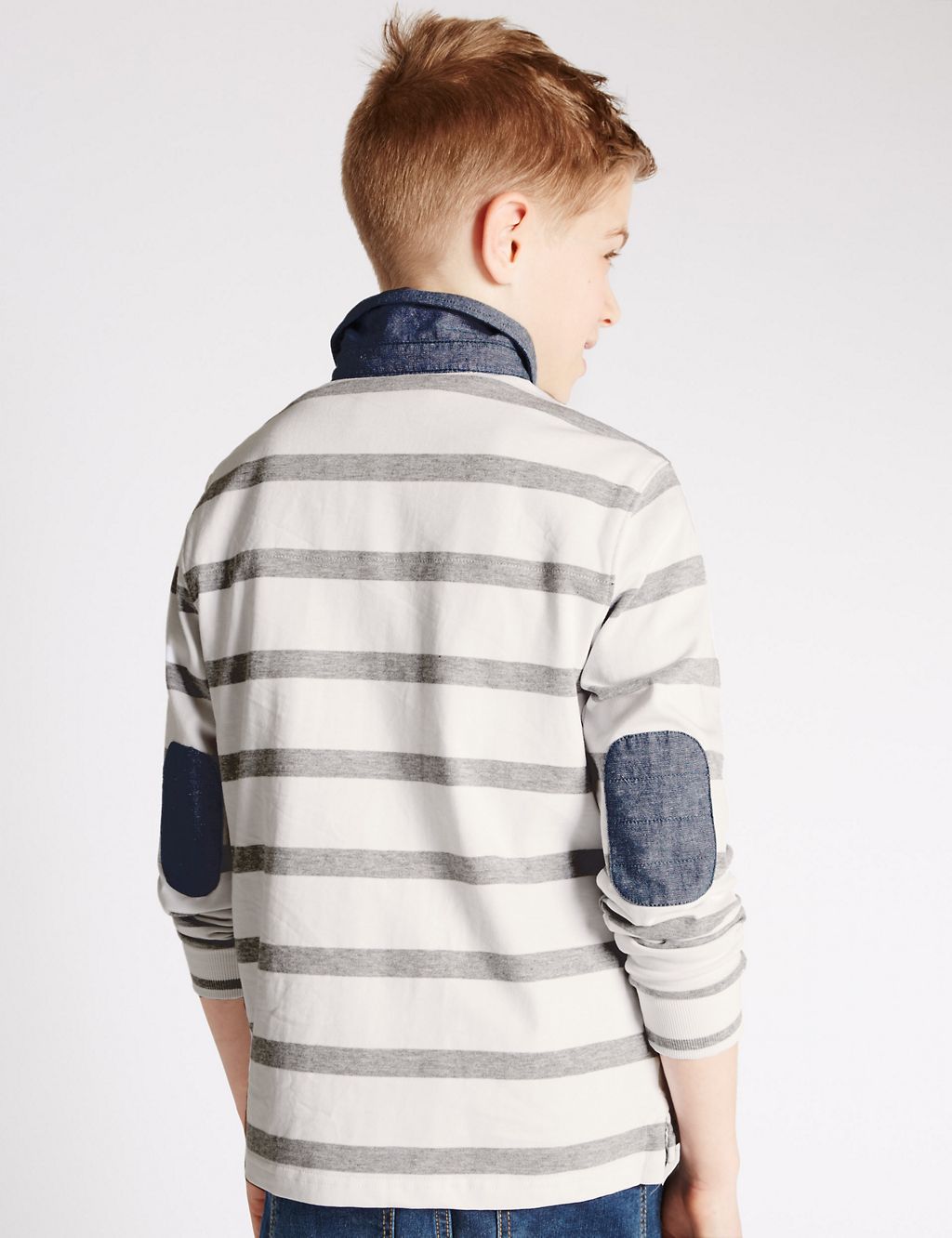 Cotton Rich Striped Rugby Top (5-14 Years) 2 of 3