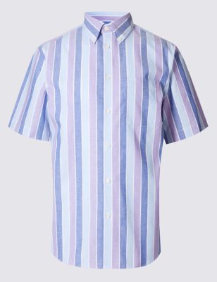 Cotton Rich Striped Shirt with Pocket Image 2 of 4