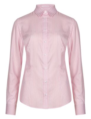 Cotton Rich Striped Shirt with Silk Image 2 of 4