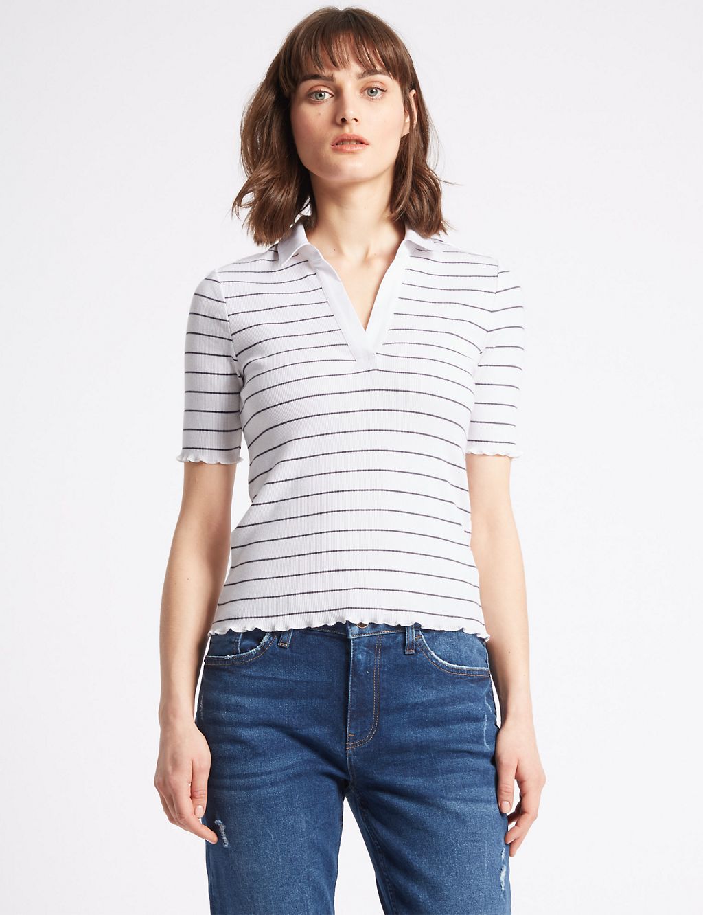 Cotton Rich Striped Short Sleeve Polo Shirt 3 of 4