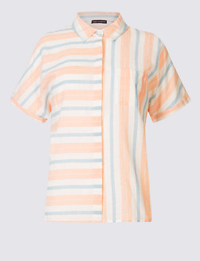 Cotton Rich Striped Short Sleeve Shirt Image 2 of 4