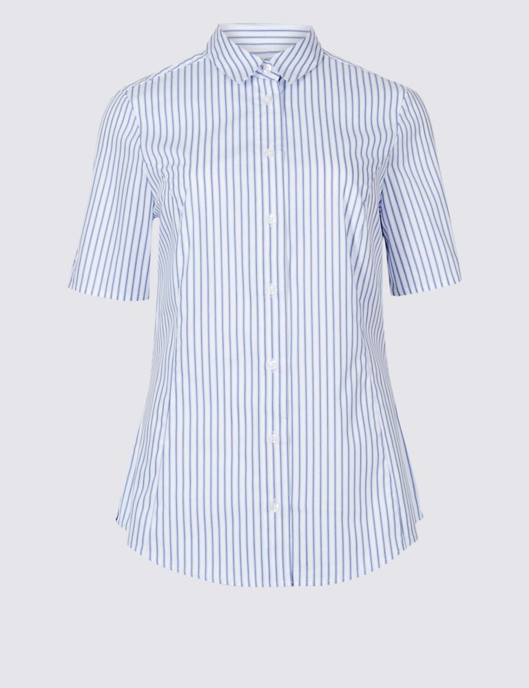 Cotton Rich Striped Short Sleeve Shirt 3 of 5