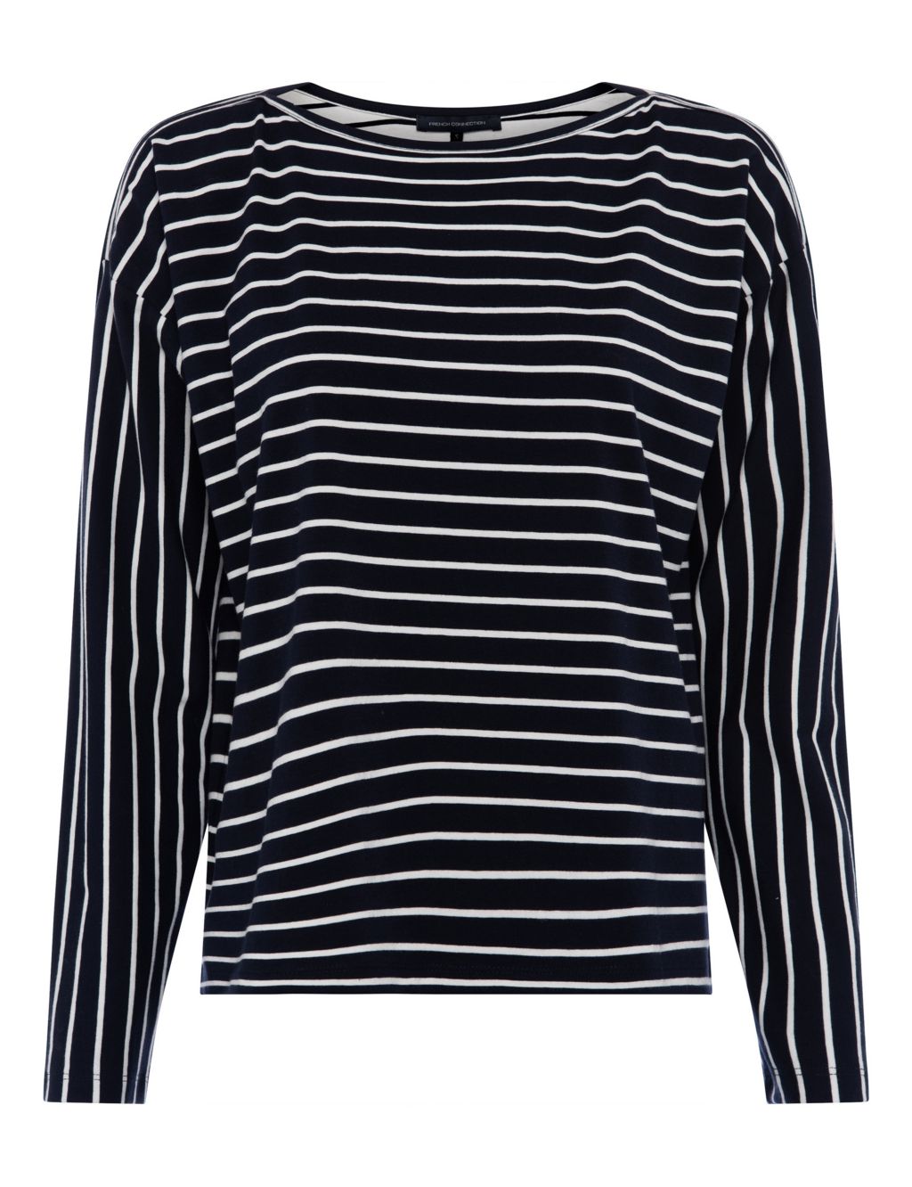 Cotton Rich Striped Slash Neck Relaxed Top 1 of 3