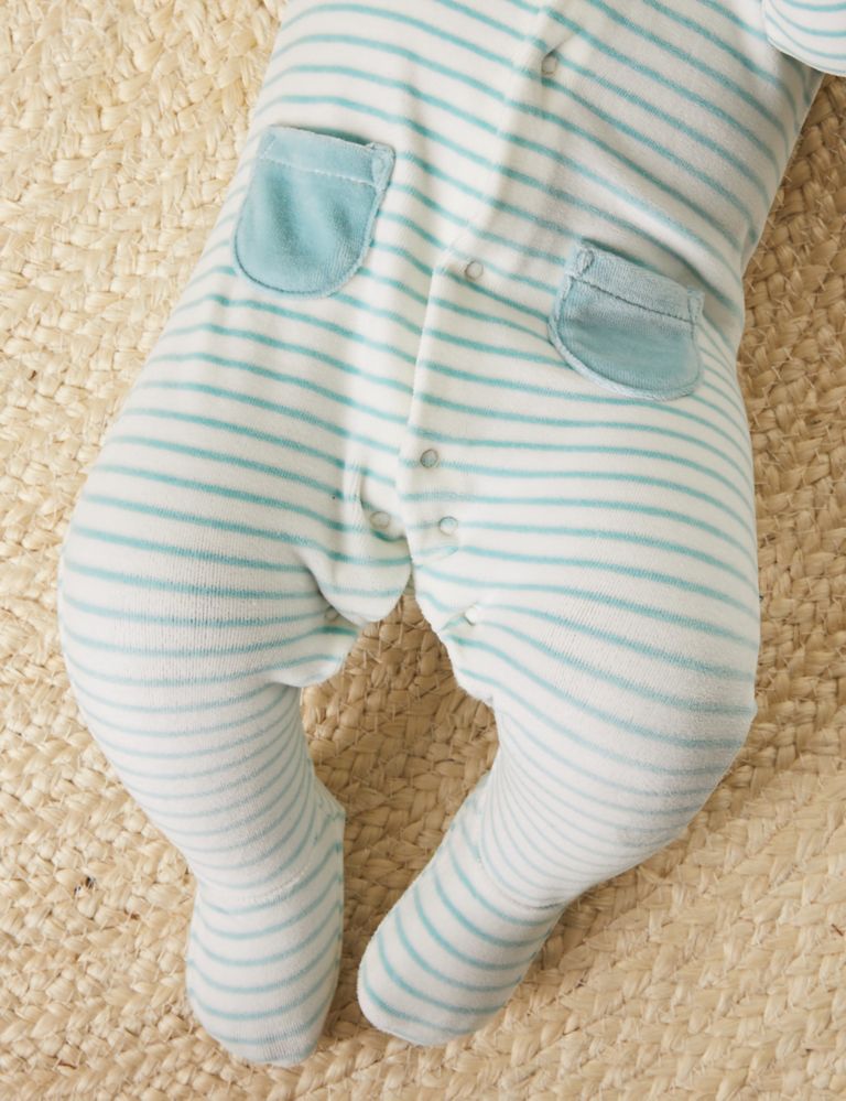 Cotton Rich Striped Sleepsuit (7lbs-1 Yrs) 3 of 5