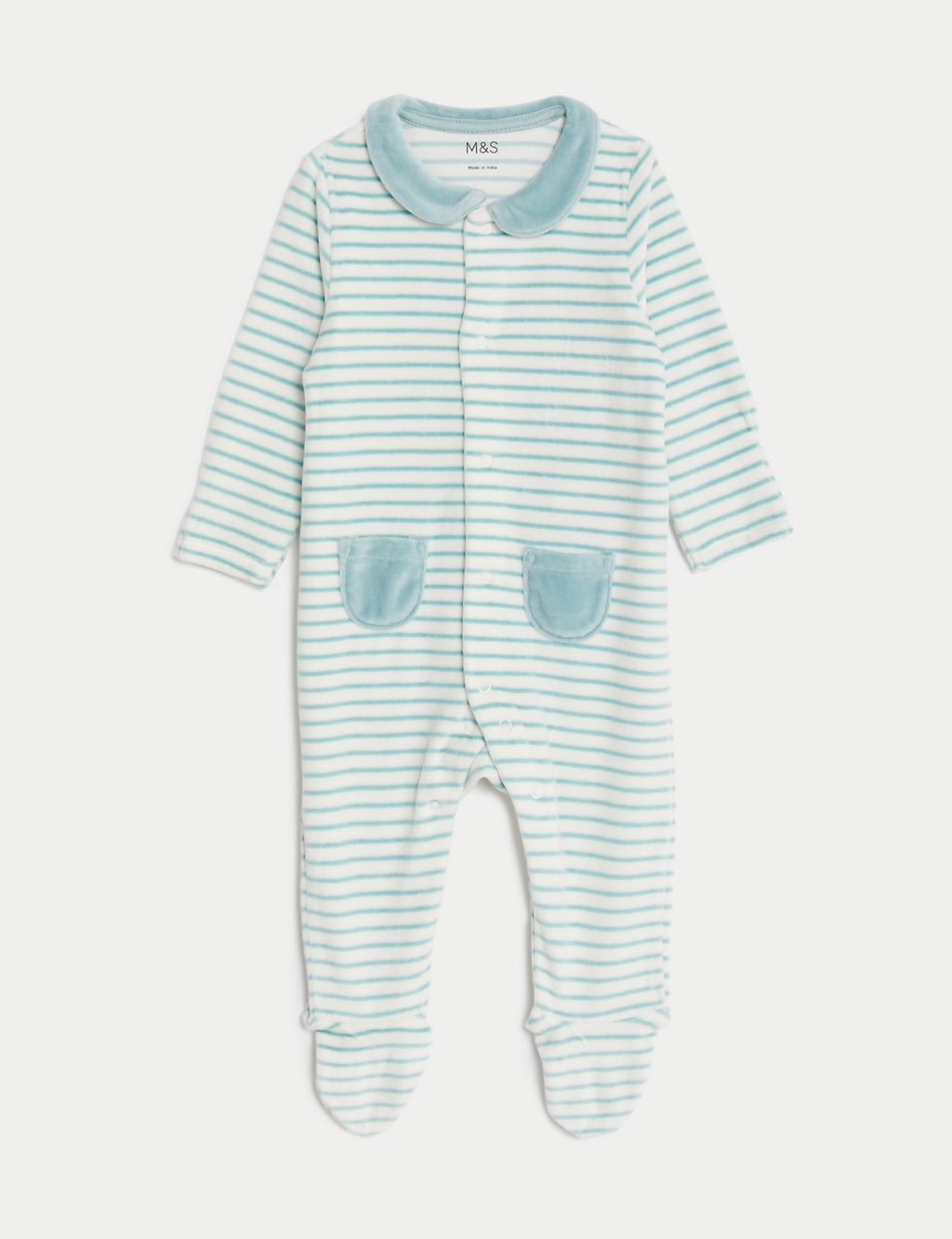 Cotton Rich Striped Sleepsuit (7lbs-1 Yrs) 1 of 5