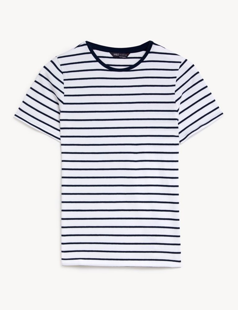 Cotton Rich Striped Slim Fit T-Shirt | M&S Collection | M&S