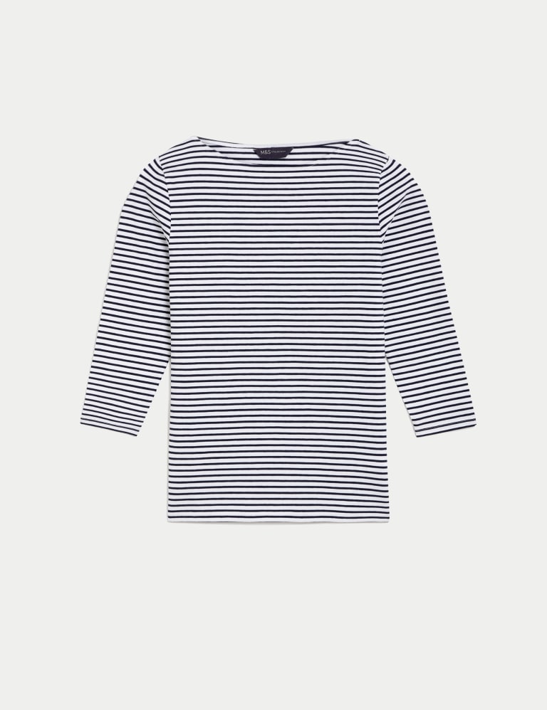 Cotton Rich Striped Slim Fit TShirt M&S Collection M&S