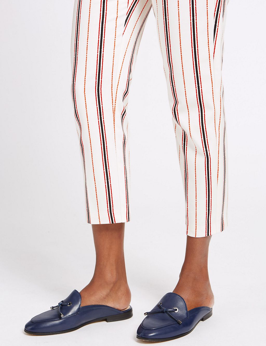 Cotton Rich Striped Slim Leg Trousers 6 of 6