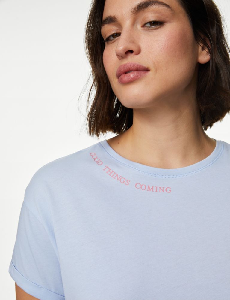Cotton Rich Striped Slogan Pyjama Set | M&S Collection | M&S