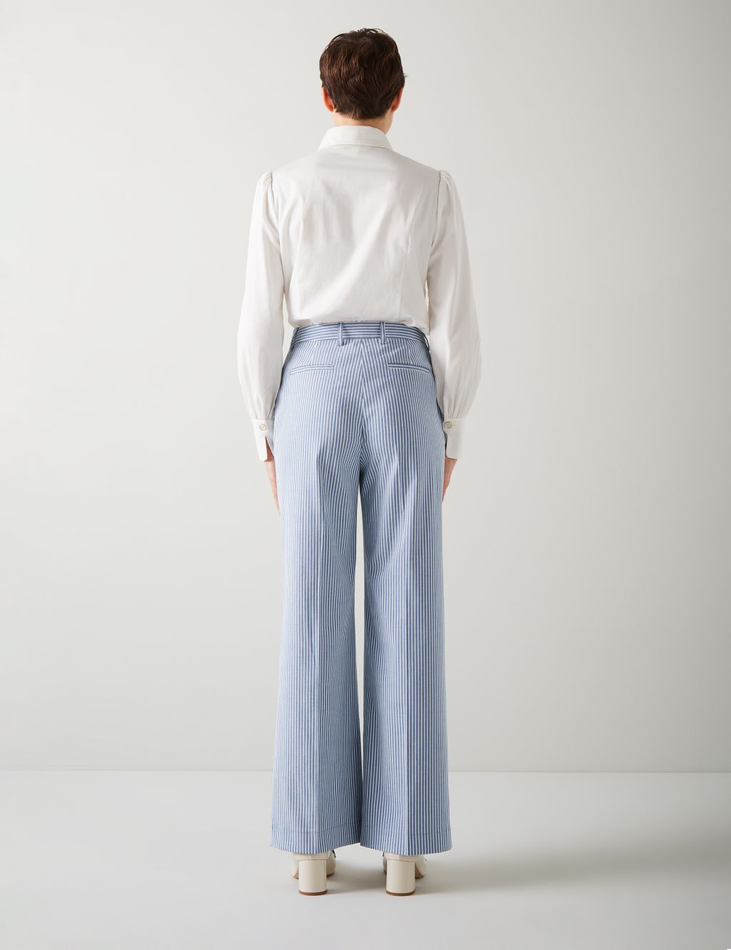 Cotton Rich Striped Straight Leg Trousers 4 of 4