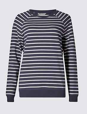 Cotton Rich Striped Sweat Top Image 2 of 3