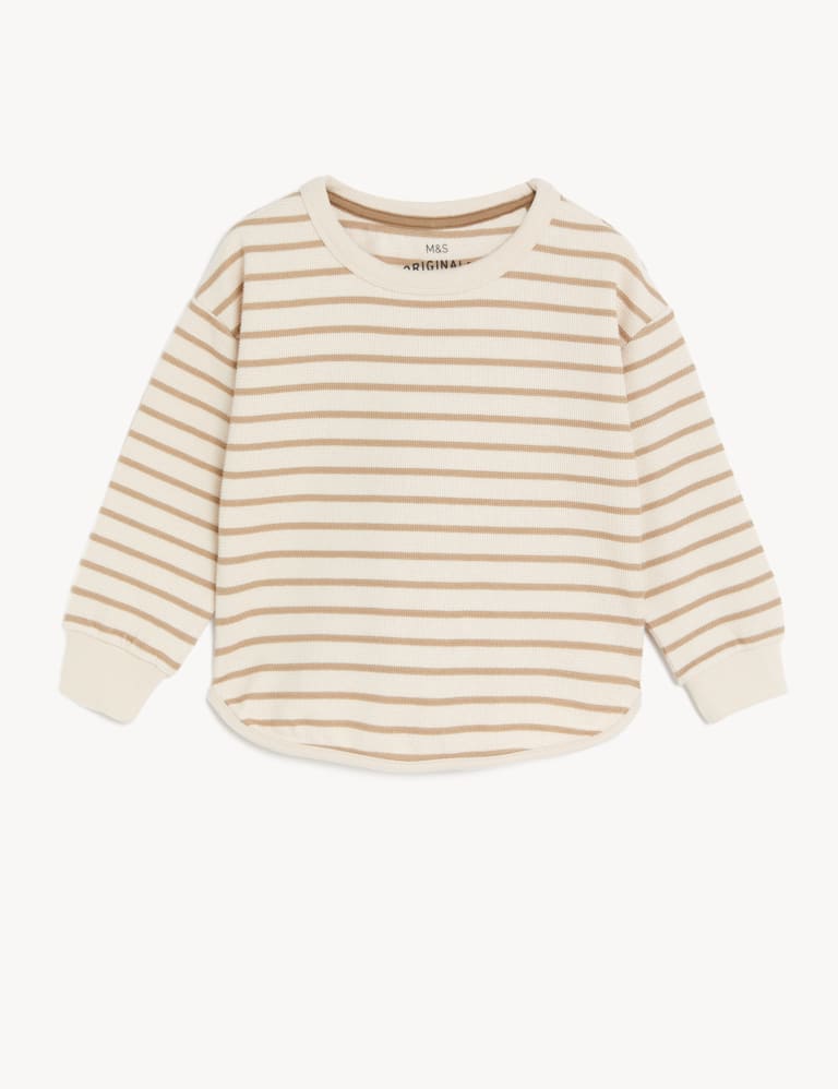 Striped long shop sleeve sweatshirt