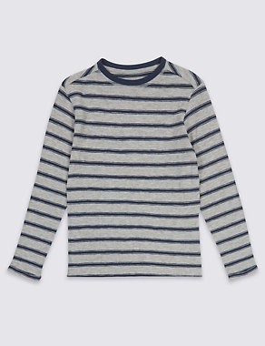 Cotton Rich Striped T-Shirt (3-14 Years) Image 2 of 4