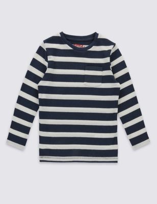 Cotton Rich Striped T-Shirt (3 Months - 5 Years) Image 2 of 3