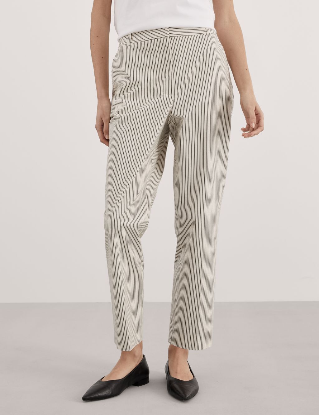 Cotton Rich Striped Tapered Trousers 5 of 6