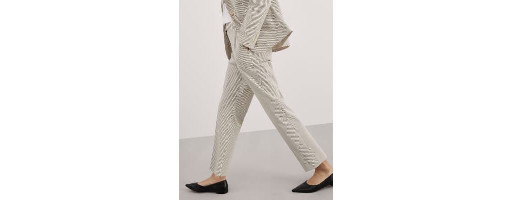 Cotton Rich Striped Tapered Trousers 2 of 6