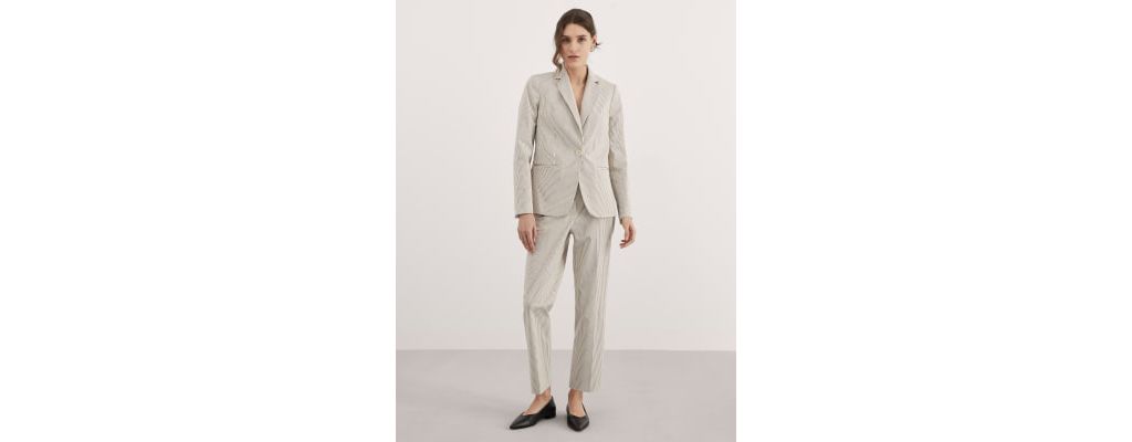 Cotton Rich Striped Tapered Trousers 4 of 6