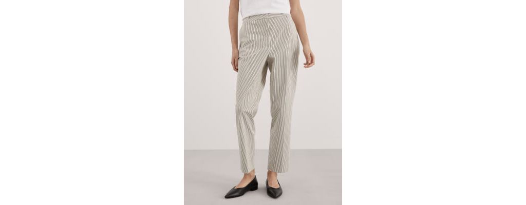 Cotton Rich Striped Tapered Trousers 5 of 6